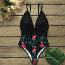 sexy one piece swimsuits female shoulder floral women swimwear