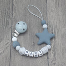 xcqgh personalized name handmade pacifier clips holder chain gray