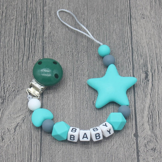 xcqgh personalized name handmade pacifier clips holder chain blue