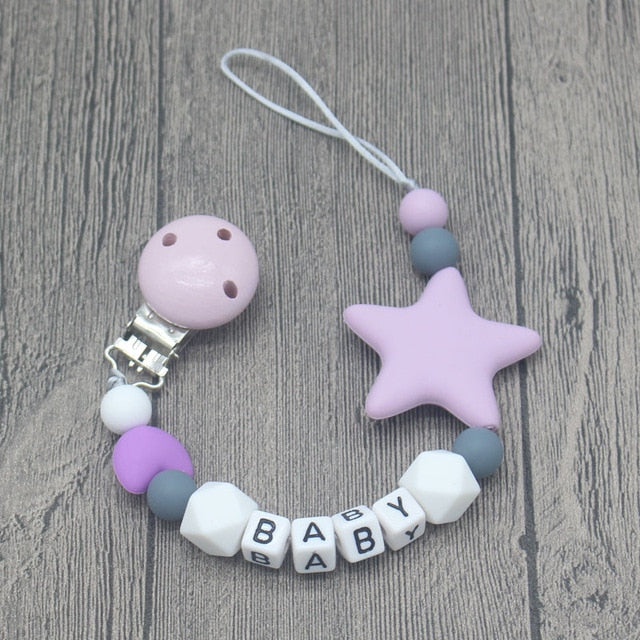 xcqgh personalized name handmade pacifier clips holder chain purple