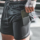 men's 2 in 1 running shorts security pockets leisure shorts