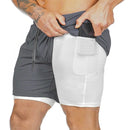 men's 2 in 1 running shorts security pockets leisure shorts