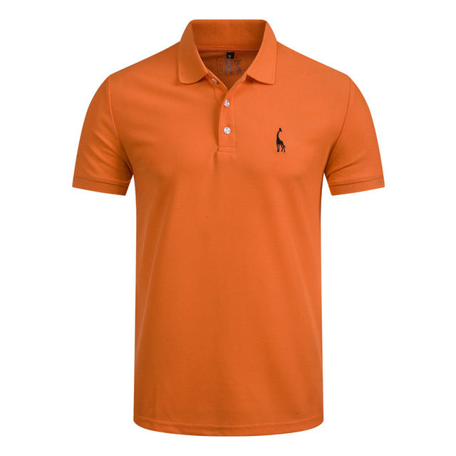 men's polo shirt mens casual deer embroidery cotton polo