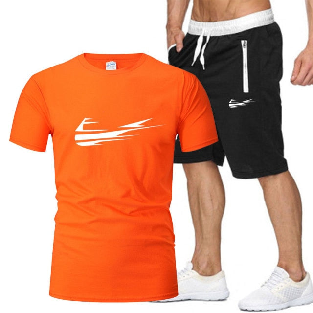 nike sportwear short-sleeved shirt and shorts (2-piece set)