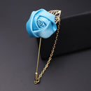 men's suits gold color leaves roses lapel pin brooch light blue